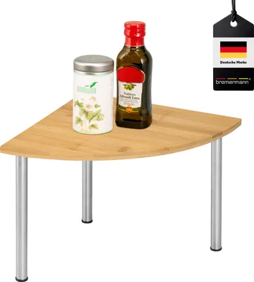 Produktbild von bremermann Bambus-Eckregal mit Edelstahl, ca. 25 x 20 x 25 cm (B/H/T) Küchenregal für mehr Stellfläche