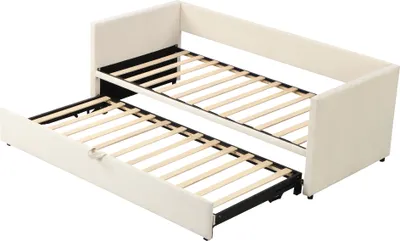 Produktbild von Schlafsofa, 90x200cm/180x200cm, Ausziehbett mit Bettfunktion, inkl. Lattenrost, Bezug aus Samt, Einzelbett, Doppelbett, Jugendbett