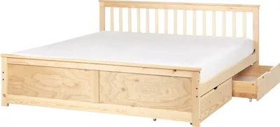 Obrázok produktu pre BELIANI Posteľ svetlé drevo borovicové drevo MDF 180 x 200 cm s čelom úložný priestor 2 zásuvky minimalistický škandinávsky štýl spálňa