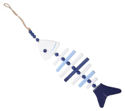 Holz Fisch Wanddeko, handgeschnitzt, mediterran, 54x12 cm