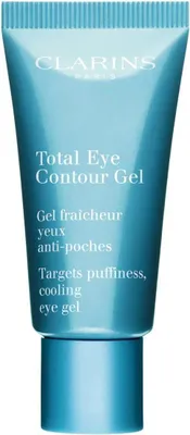 A product shot of a tube of Clarins Total Eye Contour Gel.