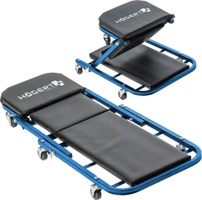 Werkbank 2-in-1 mit Hocker, Neigungswinkelverstellung, 6 Rollen, 150 kg