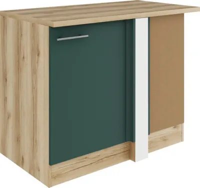 Produktbild von Optifit Eckunterschrank Savona405 BxTxH 110 x 60 x 84,8 cm grün matt zerlegt Anschlag reversibel KUSA UELG106-9+