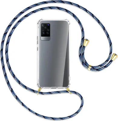 Produktbild von Handykette Backcover-Schutzhülle mit Band (Metall goldfarben) für vivo X60 Pro - Blautöne
