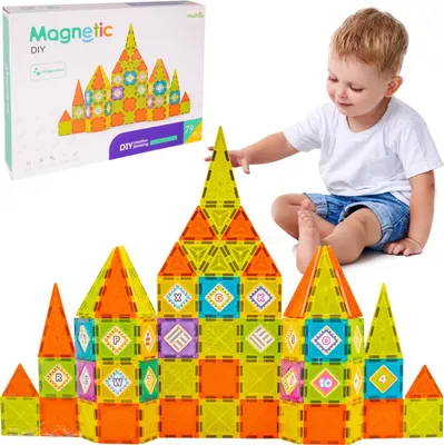 Image de Malplay Blocs de construction magnétiques Jouets éducatifs Plaques de puzzle 79 pièces Cadeau Jouets éducatifs dès 3 ans