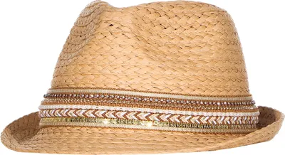 Produktbild von Trilby Hut mit Strasssteinen, luftig, wasserunempfindlich, Rand 3,5 cm, Höhe 12 cm