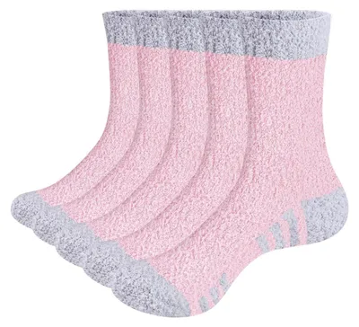 Produktbild von Kuschelsocken Damen 5 Paar Rosa Größe 39-42 Plüsch Weich Warm Polyester Elasthan