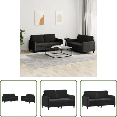 Produktbild von The Living Store 2-tlg. Sofagarnitur Schwarz Samt