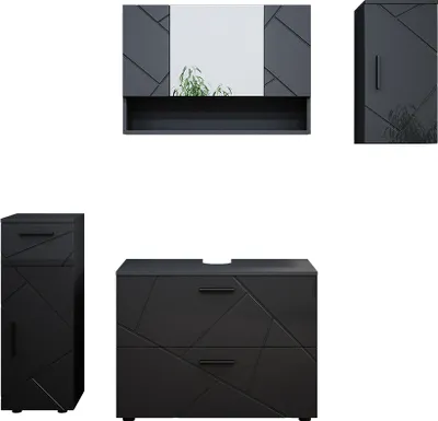 Produktbild von Badmöbel-Set Vicco Irma Anthrazit Hochglanz 4 Teile, Model 39591