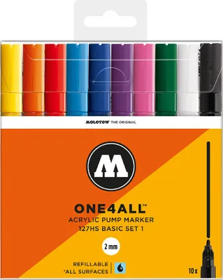 Produktbild von Molotow Acrylmarker ONE4ALL ACRYLIC 127HS 10er Etui, 2 mm, Basic Set 1