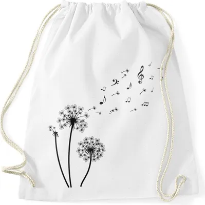 Produktbild von Turnbeutel Pusteblume Musiknoten Noten Musik Dandelion Hipster Beutel Tasche Gymsac Autiga® weiß unisize