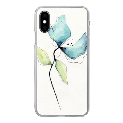 Produktbild von MuchoWow® Handyhülle Schutzhülle Hülle für iPhone X Blumen - Aquarell - Blau Silikon Softcase Handy Hülle - Handyhülle
