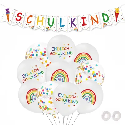 25er-Set Dekoballons & Girlande für den ersten Schultag