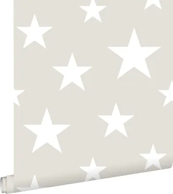 Produktbild von ESTAhome Tapete große und kleine Sterne Hellgrau und Weiß 53 cm x 10.05 m