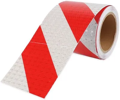 Productafbeelding van Waarschuwingsband rood/wit, 10 cm x 10 m - reflecterende veiligheidsmarkering