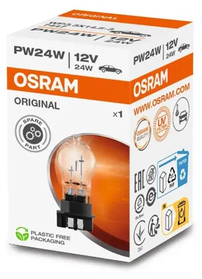 Zdjęcie produktu dla Żarówka do kierunkowskazu PW24W 12 V 24 W WP3.3x14.5 3 OSRAM, pasująca do samochodów osobowych