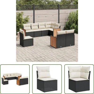 Produktbild von The Living Store 8-tlg. Garten-Sofagarnitur mit Kissen Schwarz Poly Rattan