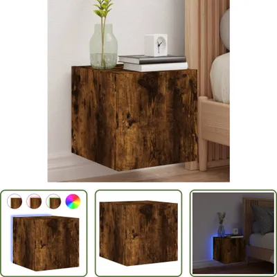 Imagen del producto de Mueble de televisión "Living Store" con iluminación LED, acabado en roble ahumado, dimensiones: 30,5 x 35 x 30 cm