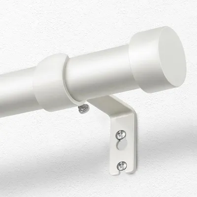 Obrázek produktu pro Záclonová tyč nastavitelná - Kovová tyč na závěsy - 80 až 304 cm - 25 mm - Bílá