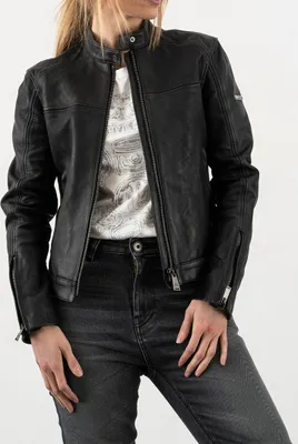 Produktbild von Rokker Ginger Damen Motorrad Lederjacke, schwarz, XL