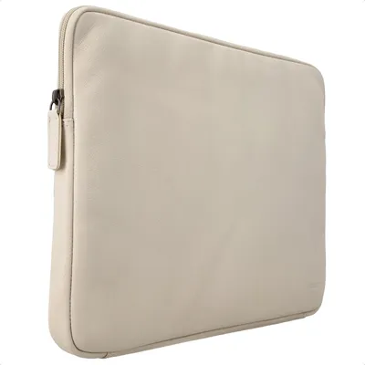Productafbeelding van Accezz Leather Laptophoes met rits 15-16 inch - Laptopsleeve - Beige