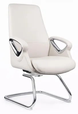 Immagine prodotto di Moderna poltrona da ufficio color beige con struttura cromata e braccioli imbottiti