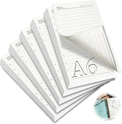 Obrázok produktu pre Vulpapier A6, 300 listov, 6 otvorov, linkované papier, vhodné pre plánovače a zápisníky
