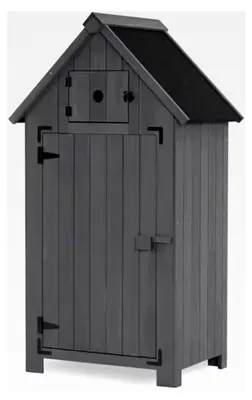Produktbild von Wetterfester Gartenschrank Geräteschuppen Holz 65 x 46 x 137 cm grau