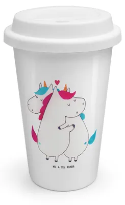 Produktbild von Mr. & Mrs. Panda Thermobecher To Go Einhorn Mitteilung - Weiß - Geschenk, Becher, Einhörner, Unicorn, Valentinstag, Thermokaffeebecher, Spruch, ToGo Kaffeebecher, Liebe