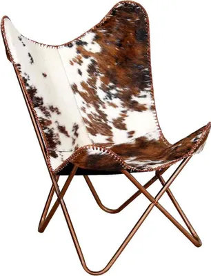 Produktbild von vidaXL Butterfly-Sessel Braun und Weiß Echtes Kuhfell