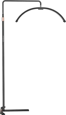 Image de Lampe vidéo LED - Lampe sur pied en forme de demi-lune pour smartphone/téléphone portable - 36 W - Bicolore 3200–5600 K - Intensité réglable - 24 V CC - Noir