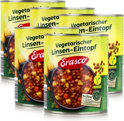 Produktbild von Erasco vegetarischer Linsen-Eintopf 800g Fertigessen (5er Pack)