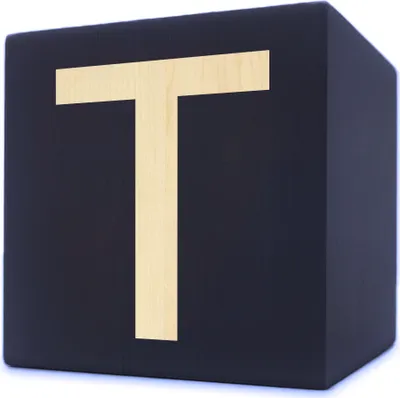 Image de Lettre en bois cube, 5 x 5 cm, noir, lettre T