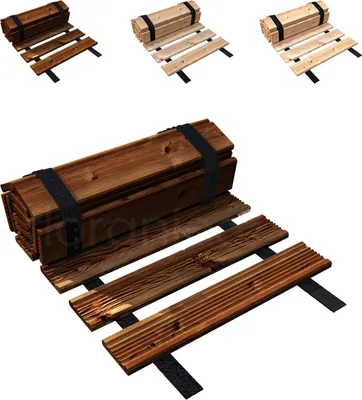 Produktbild von Floranica Gartenweg aus Holz 30 cm x 1 m Braun Rollweg Ausrollbarer Gehweg Gartentritte Holzweg aus Lärche rutschfeste Oberfläche