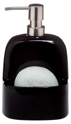 Image de Distributeur de savon et de liquide vaisselle "Bridget" de Spirella, avec support pour éponge, de couleur noire