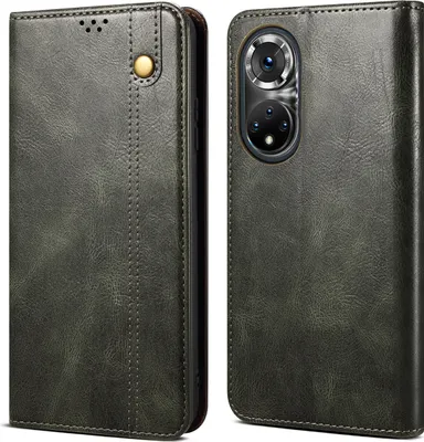 Produktbild von Honor 50 Hülle, Leder Flip Brieftasche Schutzhülle für Honor 50 Grün
