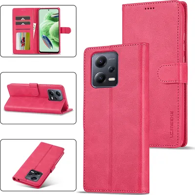 Produktbild von Xiaomi Poco X5 Hülle, Klapphüllen Brieftasche Leder Magnetverschluss Ständer Schutzhülle für Xiaomi Poco X5 Rosa
