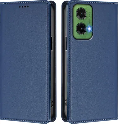Produktbild von Handyhülle für Motorola Moto G35, Kunstleder Klapphülle Stoßfeste Magnetische Hülle mit Ständer Dunkelblau