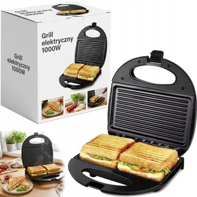 Productafbeelding van Elektrische grill, 1000 W, sandwichmaker, antiaanbaklaag, snel grillen, dagelijks gemak