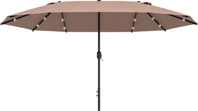 Immagine prodotto di Ombrellone con LED ombrellone doppio 440 x 260 cm ombrellone da giardino ombrellone da patio grande ovale con manovella e struttura in metallo color kaki
