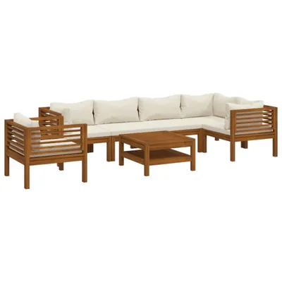 Produktbild von vidaXL 7-tlg. Garten-Lounge-Set mit Creme Kissen Massivholz Akazie
