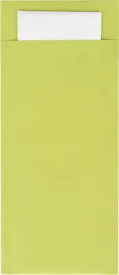 Produktbild von Bestecktasche in Lime 85 x 200 mm, mit 2-lagiger Tissue-Serviette in Weiß - 100 Stück