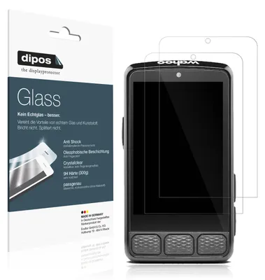 Produktbild von 2x Schutzfolie für Wahoo Elemnt Bolt 3 - Anti-Shock 9H Folie dipos Glass Kunststoffglas