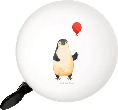 Produktbild von Mr. & Mrs. Panda Fahrrad Klingel Pinguin Luftballon - Weiß - Geschenk, Für, Glück, glocke, Jahrmarkt, Fahrrad-Klingel, Freundin, Liebe, Fahrradglocke, Fahrradklingel