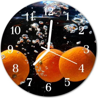 Produktbild von Glasuhr Wanduhr Küchenuhr Echt-Glas 30fi cm Orangen orange