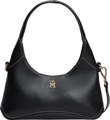 Obrázok produktu pre Tommy Hilfiger TH Monogram Plaque Crossbody Hobo Bag, Kabela, Magnetické zatváranie, Dospelý, OS, Čierna, Polyuretán (PU)