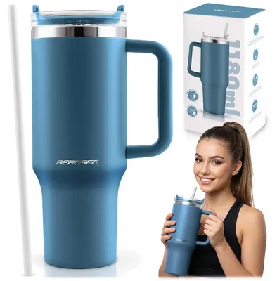 Obrázok produktu pre Vákuový termohrnček Berdsen so slamkou, 1180 ml, námornícka modrá