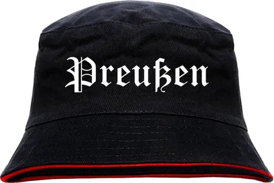 Produktbild von Preußen Anglerhut - Altdeutsche Schrift - Schwarz-Roter Fischerhut S/M SchwarzRot