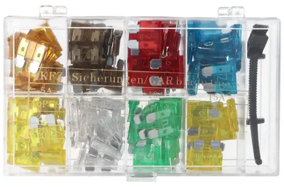 Produktbild von Kfz-Sicherungssortiment 101 teilige Flachsicherungen 19,1 x 5,1 x 18,5 mm, inklusive Werkzeug zum einfachen entnehmen der Sicherung