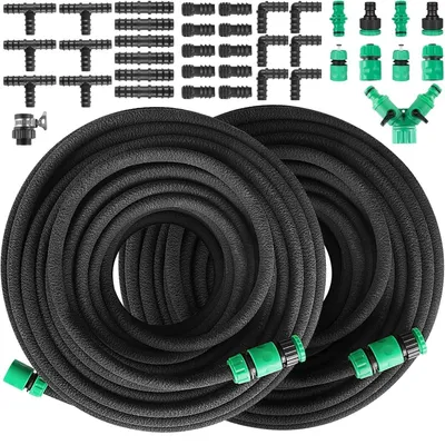 Produktbild von Garten Tropfschlauch Bewässerung - 50 m perforierter Bewässerungsschlauch - Mikroporös - Für unterirdische Verlegung - Weiches Gummi - Schwarz